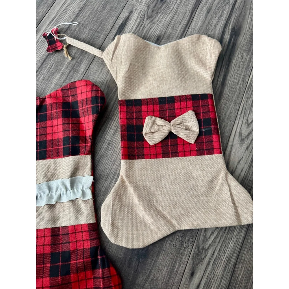 Two Pack Burlap Dog Bone Christmas Stocking, Bought and Didn’t Use, oops